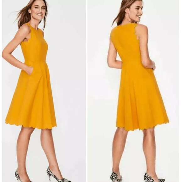 Boden Womens Yellow Sunflower Judith Poplin Sleeveless Fit &‎ Flare Dress size 4 - Picture 1 of 15